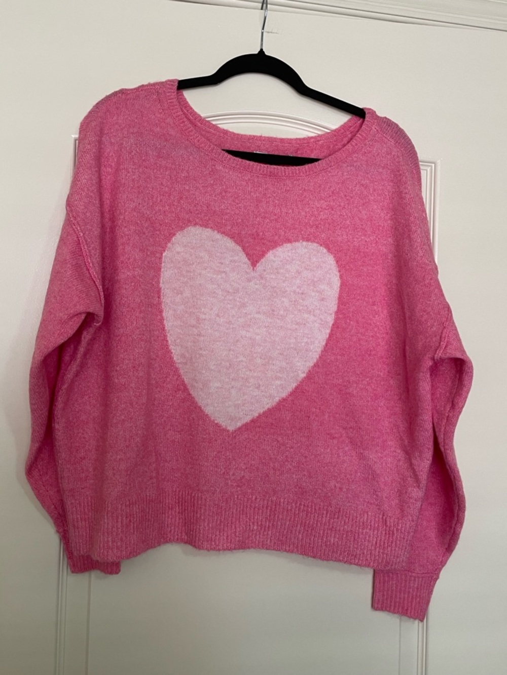 NWT American Eagle Pink Heart Off the Shoulder Sweater XXS